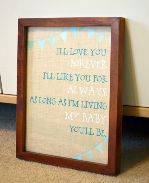 ll love you forever 8x10 print- Rustic and burlap nursery- baby boy ...