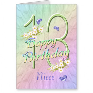 Niece 13th Birthday Butterflies and Flowers Card