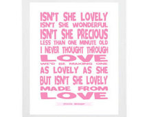 Stevie wonder lyrics-song lyrics pr int- Isn't she lovely- nursery art ...