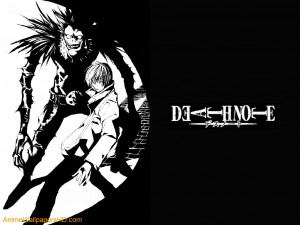 Download Death Note wallpaper, 'Kira and Ryuk'.
