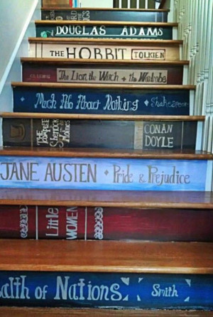 Book-stairs! Paint underneath each stair to look like the spine of a ...