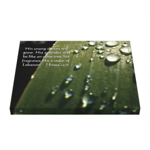 Rain Drops on Leaf Scripture Stretched Canvas Prints