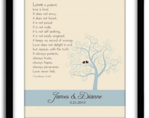 Wedding Bible Verse 1st Corinthian 13 Customized Wedding/ Anniversary ...