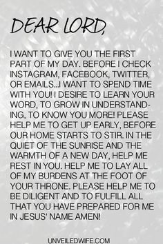 Up Early --- Dear Lord, I want to give you the first part of my day ...