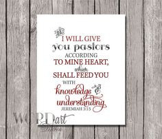 Pastor Appreciation Scripture Digital Print -- Elegant Black & Red ...