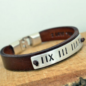 FREE SHIPPING - Men's Personalized Bracelet, Mens Leather Bracelet ...