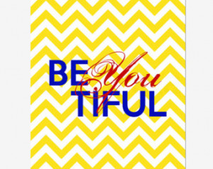 Beautiful Quote Print Wall Art, Bright Bold Yellow Blue Red White ...