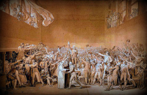 Jacques-Louis David's painting of the Tennis Court Oath .