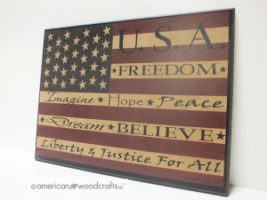Americana Sign Flag Sign Wood Plaque Signs by AmericanWoodcrafts, $24 ...