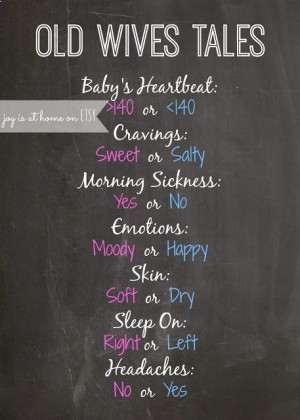 ... Home: Gender Reveal Party Free Printable: Chalkboard Old Wives Tales