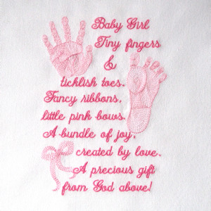 BABY GIRL PRINTS & POEM 5X7-baby embroidery designs, baby footprints ...