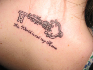 Antique Skeleton Key Tattoo With Quote