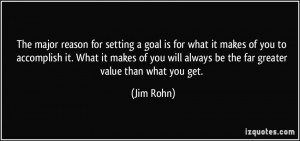 The major reason for setting a goal is for what it makes of you to ...