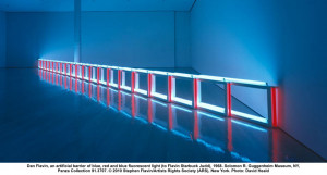 Dan Flavin, an artificial barrier of blue, red and blue fluorescent ...