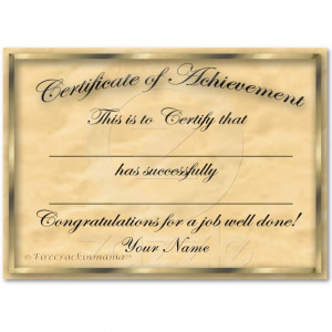 carry these personalized Certificate of Achievement Cards when I ...
