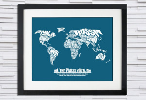 Oh The Places You'll Go - World Word Map with Dr. Seuss Quote - Baby ...