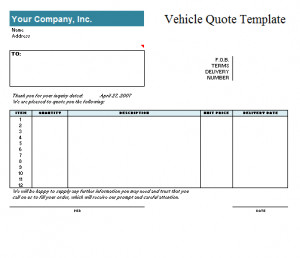 Vehicle Quote Template