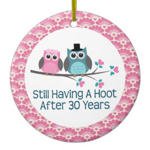 30th Anniversary Owl Wedding Anniversaries Gift Double-Sided Ceramic ...