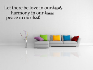 Let there be love peace and harmony quote vinyl wall decal decor (v289 ...