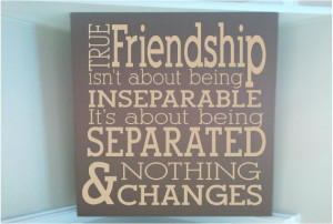 8x8 wooden sign with vinyl quote True friendship isn't about being ...