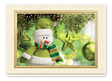 Happy Snowman Ornament Christmas Card