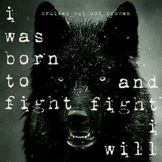 Bruised and broken... I was born to fight, and fight I will. More