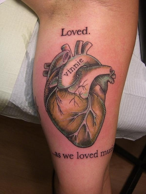 heart, heart tattoo, ink, music, perfect, quote tattoo, tattoo