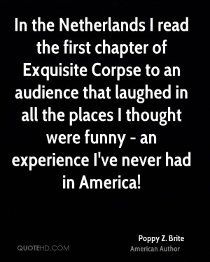 In the Netherlands I read the first chapter of Exquisite Corpse to an ...