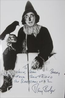 Ray Bolger Wizard of oz Scarecrow Autographed Photo