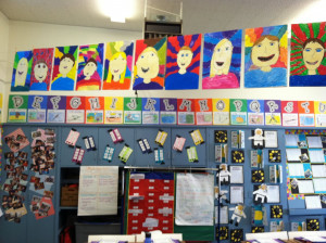 Across our classroom clothesline I hung self-portraits that my ...