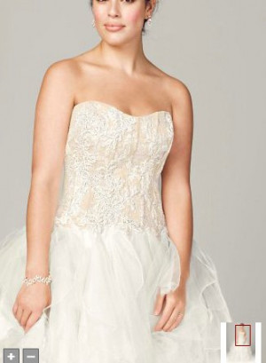 Oleg Cassini Strapless Organza Ball Gown with Ruffle