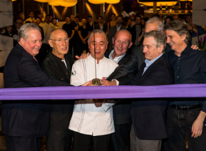 Chef Nobu, Robert De Niro, and others cut the ribbon on the opening of ...
