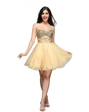 Short Gold Prom Dress Junior