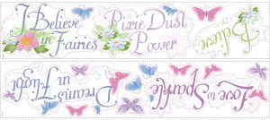 ... Wallcovering Disney Fairies Glitter Phrases Wall Decals Tinkerbell