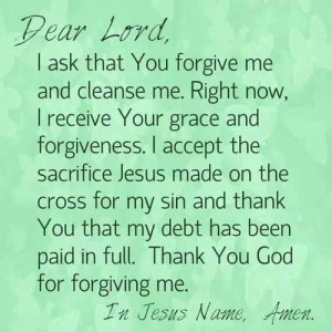 ... debt has been paid in full. Than You God for forgiving me. In Jesus
