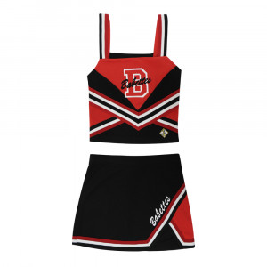 red and black cheerleading uniforms
