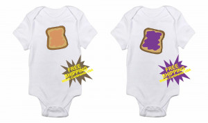 Peanut Butter & Jelly Sandwich Twin Funny Babies / Infants Onesie!