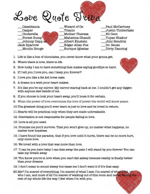 Love Quote Trivia - Bridal Shower Game (Not your typical quotes ...