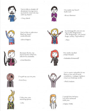 Avenger's Valentine sayings by Cmurray44