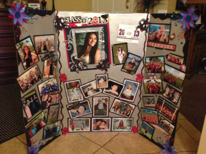 High school senior memory board. The center has from baby pics to some ...