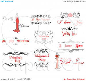 Clipart of Valentine Greetings and Sayings 11 - Royalty Free Vector ...