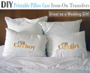 Her Cowboy His Cowgirl - Iron-On Printable Pillow Transfer - Wedding ...