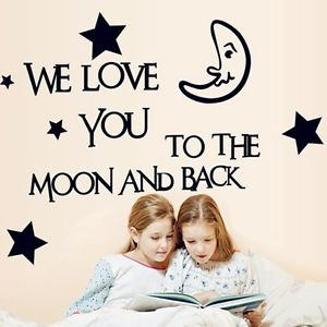 Cartoon-Moon-Stars-Quotes-REMOVABLE-Wall-Stickers-Home-Decor-Decals ...
