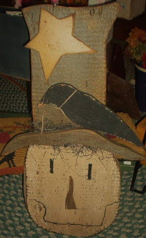 Hand crafted wood country primitivescarecrow.
