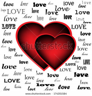 art word cloud of red i love you love the word love in different fonts