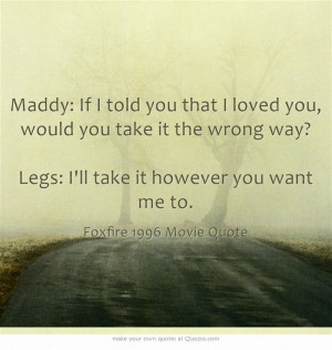 Foxfire Movie Quote - Maddy: If I told you that I loved you, would you ...