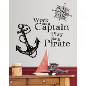 Details about New WORK LIKE A CAPTAIN PLAY LIKE A PIRATE WALL DECALS ...