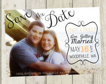 Save the Date, Save the Date Card, Photo Save The Date, Cursive Print ...