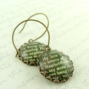 ... Earrings 'Heathcliff' - Emily Bronte Literary Book Quote Jewelry