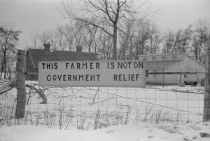 Anti-relief protest sign, near Davenport, Iowa, 1940, Arthur Rothstein ...